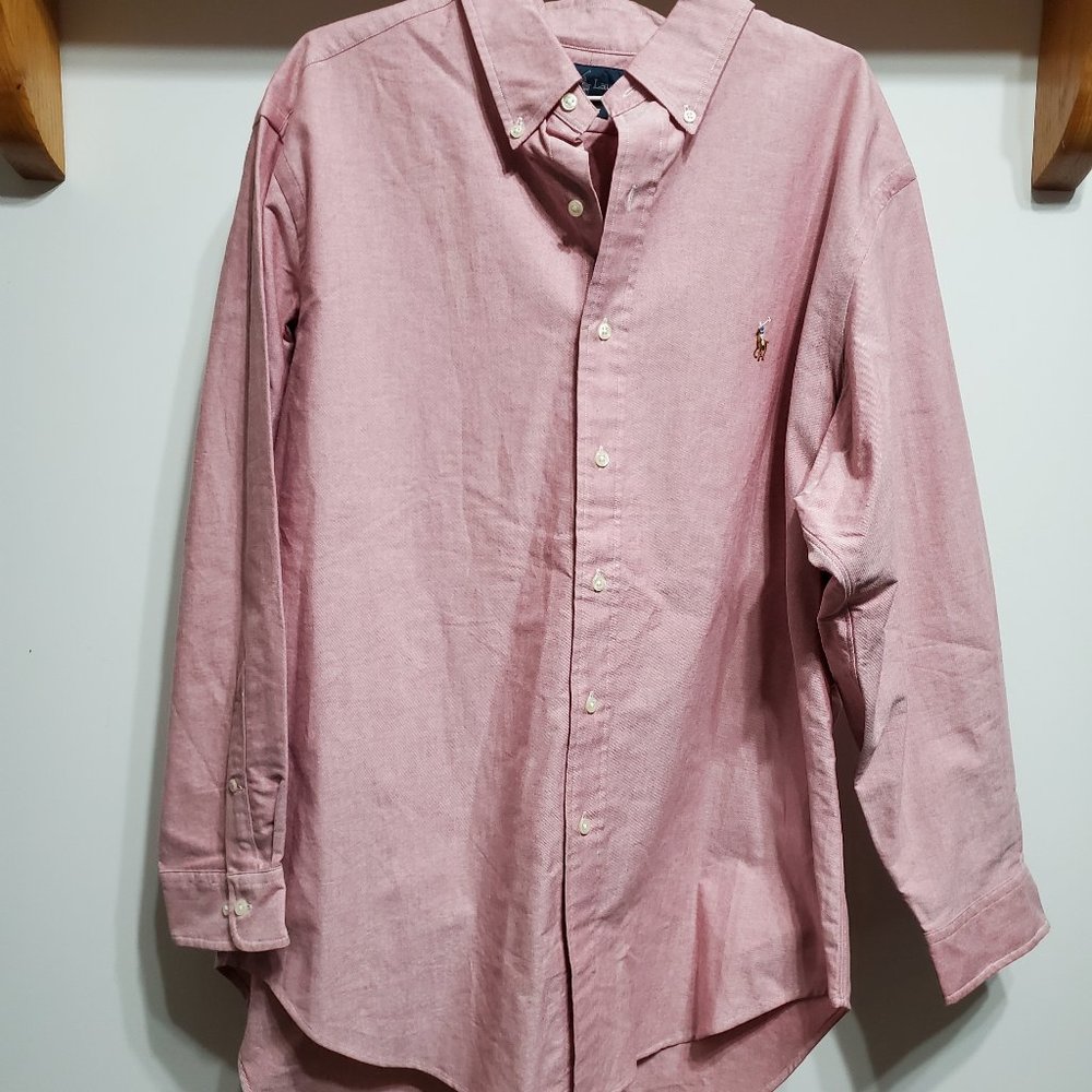 Ralph Lauren Classic Fit Size 17 32/33 Red Dress Shirt